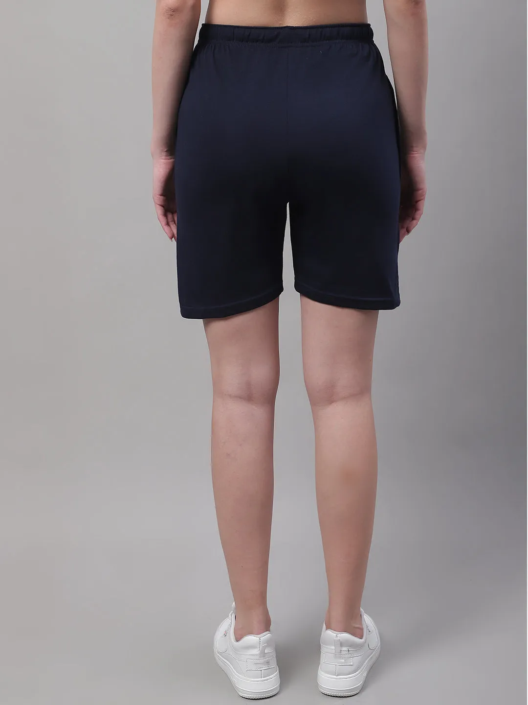 Vimal Jonney Navy Blue Regular fit Cotton Shorts for Women