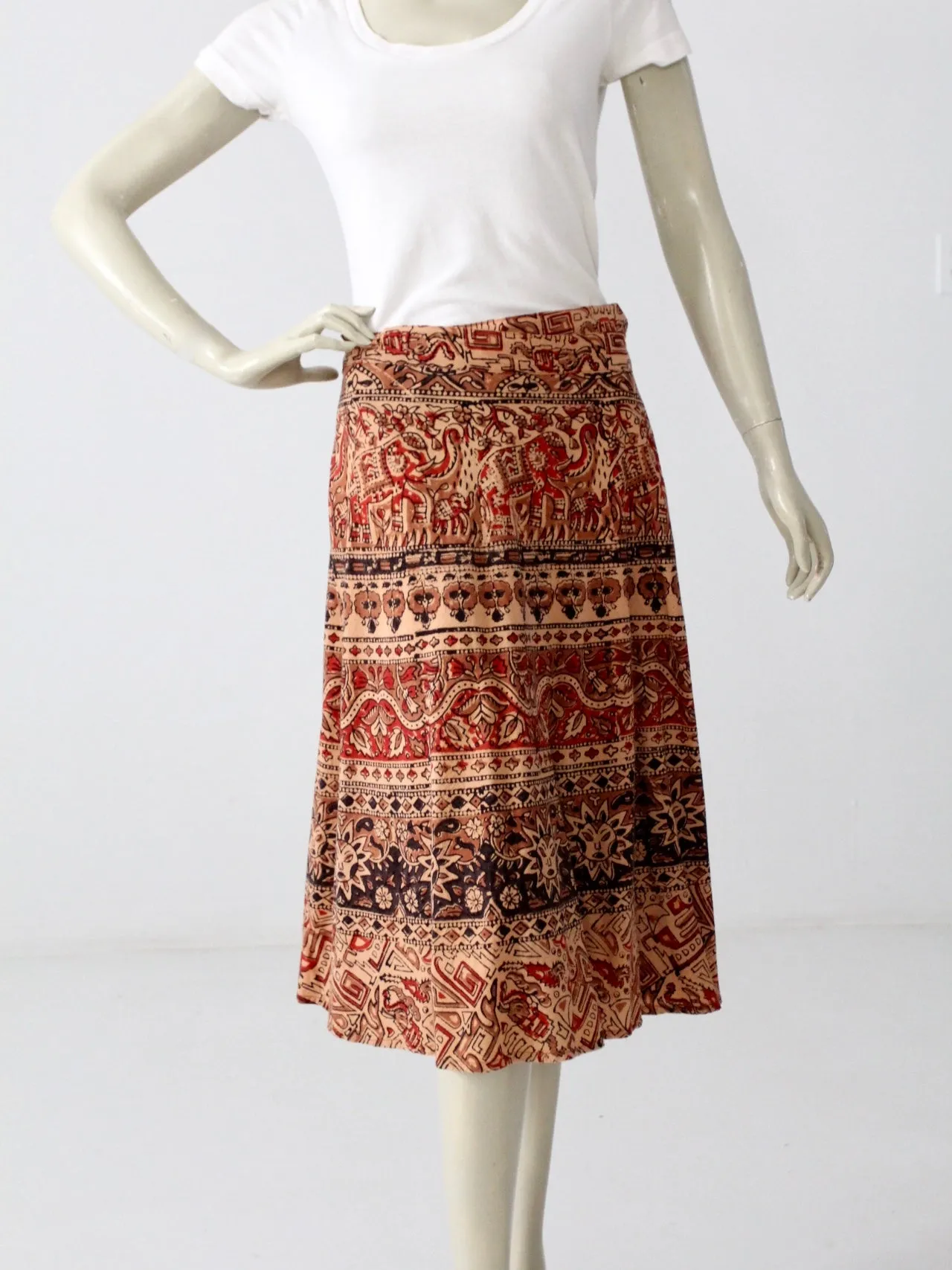 vintage boho wrap skirt with elephant print