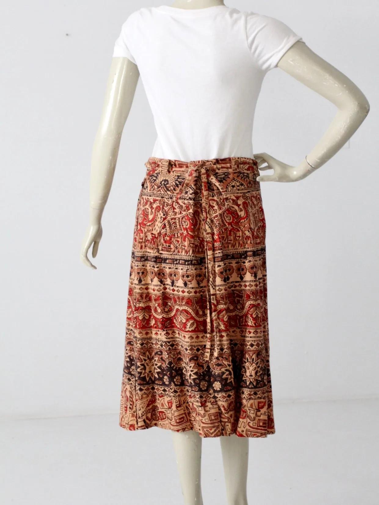 vintage boho wrap skirt with elephant print