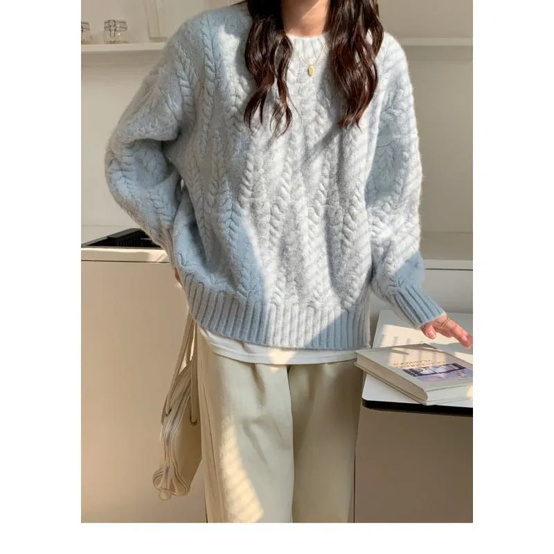 Wheat Ear Pullover Loose Fit Thickened Sweater