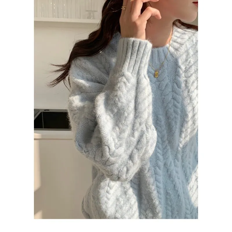 Wheat Ear Pullover Loose Fit Thickened Sweater