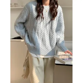 Wheat Ear Pullover Loose Fit Thickened Sweater