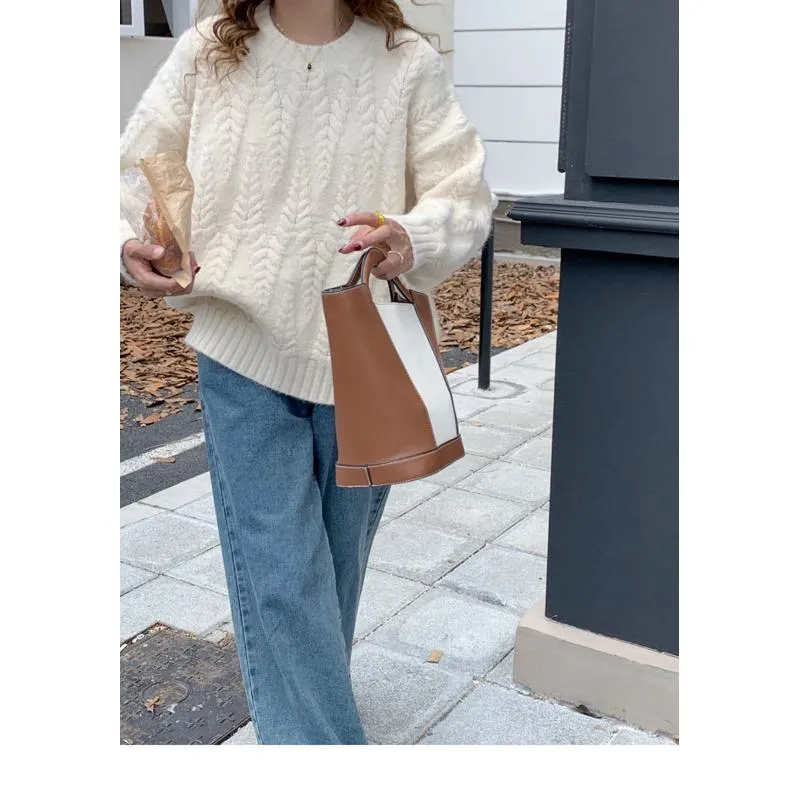 Wheat Ear Pullover Loose Fit Thickened Sweater