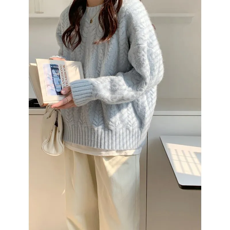 Wheat Ear Pullover Loose Fit Thickened Sweater