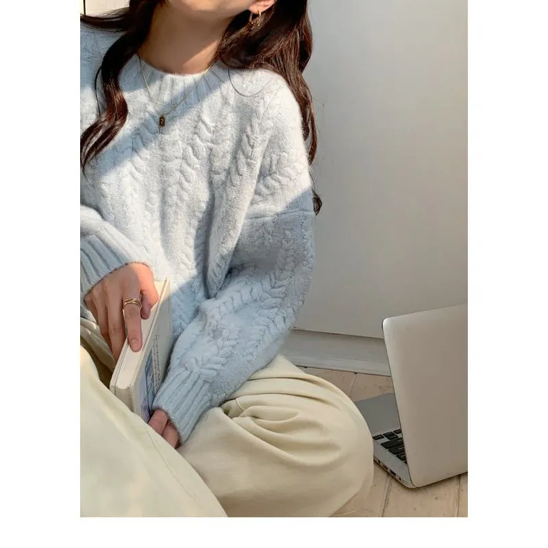 Wheat Ear Pullover Loose Fit Thickened Sweater