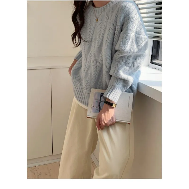 Wheat Ear Pullover Loose Fit Thickened Sweater