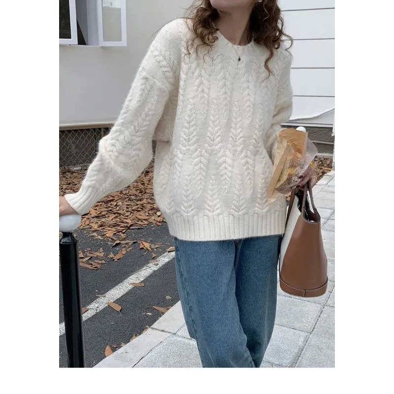 Wheat Ear Pullover Loose Fit Thickened Sweater