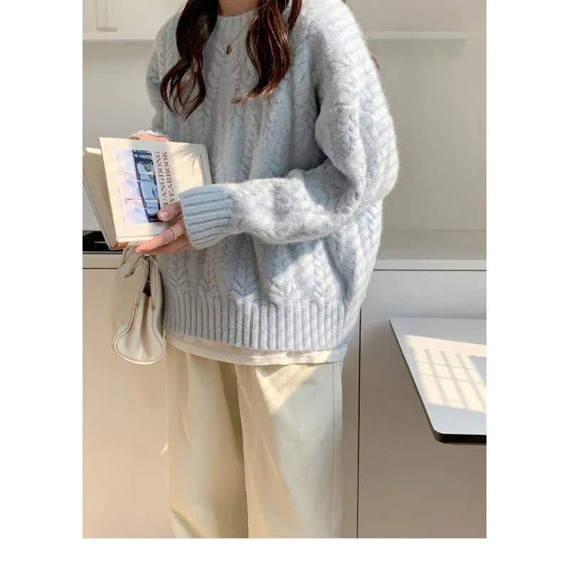 Wheat Ear Pullover Loose Fit Thickened Sweater