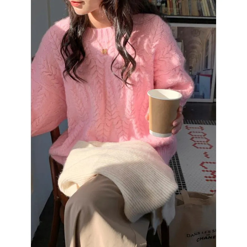 Wheat Ear Pullover Loose Fit Thickened Sweater