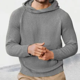 Wiaofellas New Spring Autumn Fashion Knitted Men Hooded Sweaters Mens Long Sleeve Pullovers Solid Knittwear Men Casual Clothing Streetwear