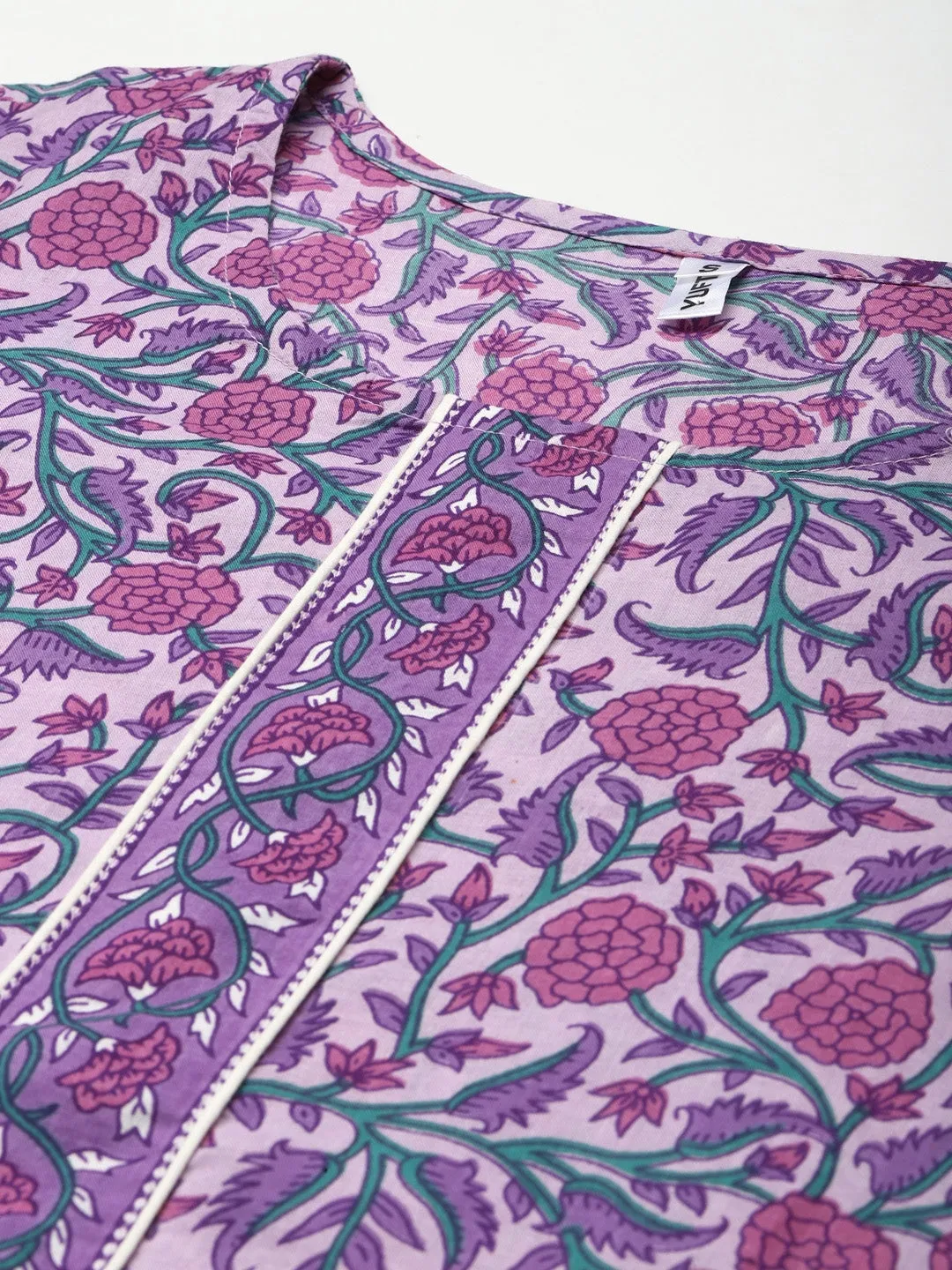 Women Lavender & White Printed Dupatta Set