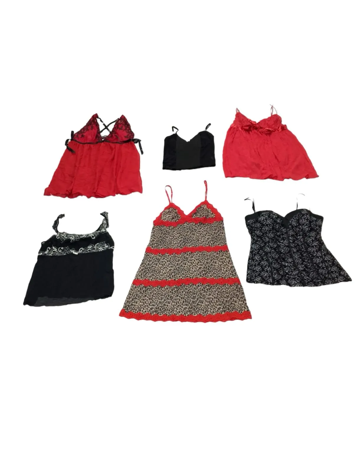 Y2k 2024 - Y2k Lace & Mesh Red-Black Tops - 16 pcs